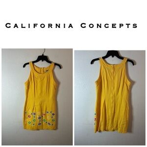 California Concepts 90’s Vintage Yellow And Colorful Flowers Mini Sundress 9
